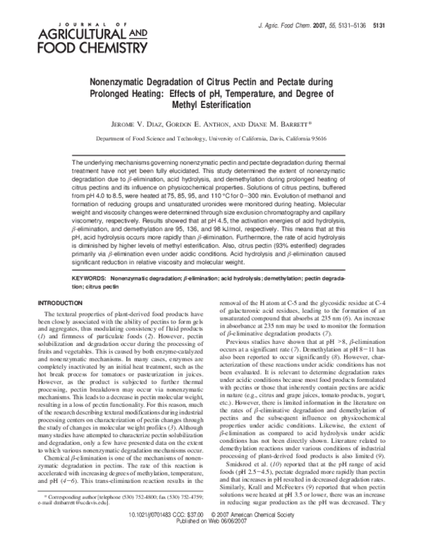 (PDF) Nonenzymatic Degradation of Citrus Pectin and Pectate during