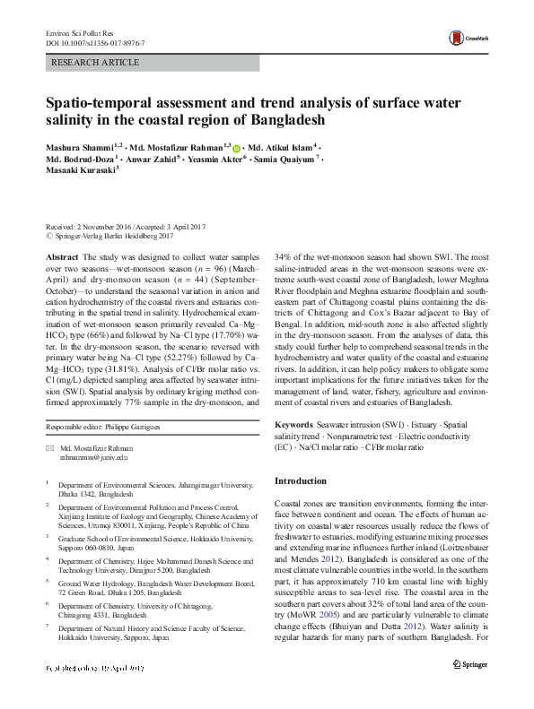 (PDF) Spatio-temporal assessment and trend analysis of surface water ...