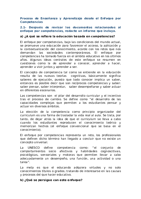 (DOC) Proceso de Enseñanza y Aprendizaje desde el Enfoque por Competencias