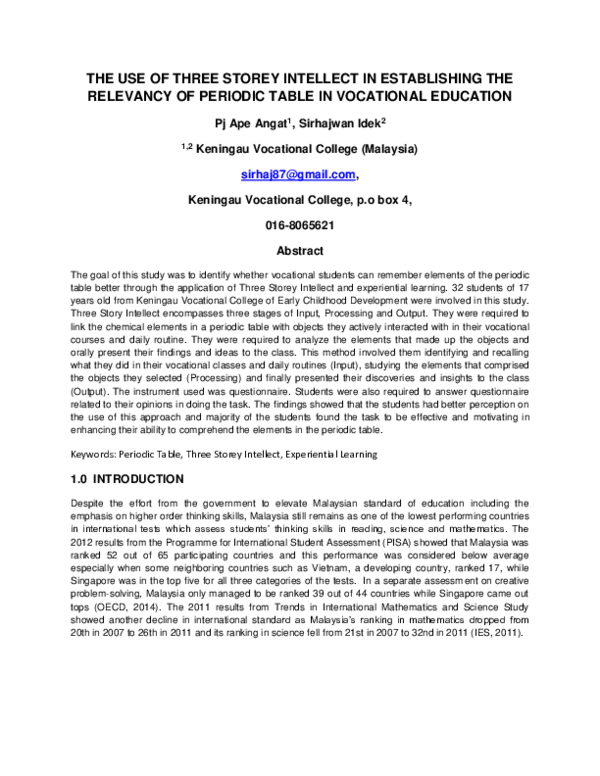 (DOC) THE USE OF THREE STOREY INTELLECT IN ESTABLISHING THE RELEVANCY ...
