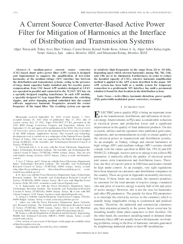 (PDF) A Current Source Converter-Based Active Power Filter for ...
