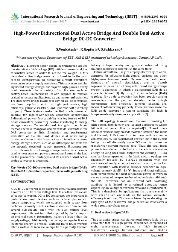 (PDF) High-Power Bidirectional Dual Active Bridge And Double Dual ...
