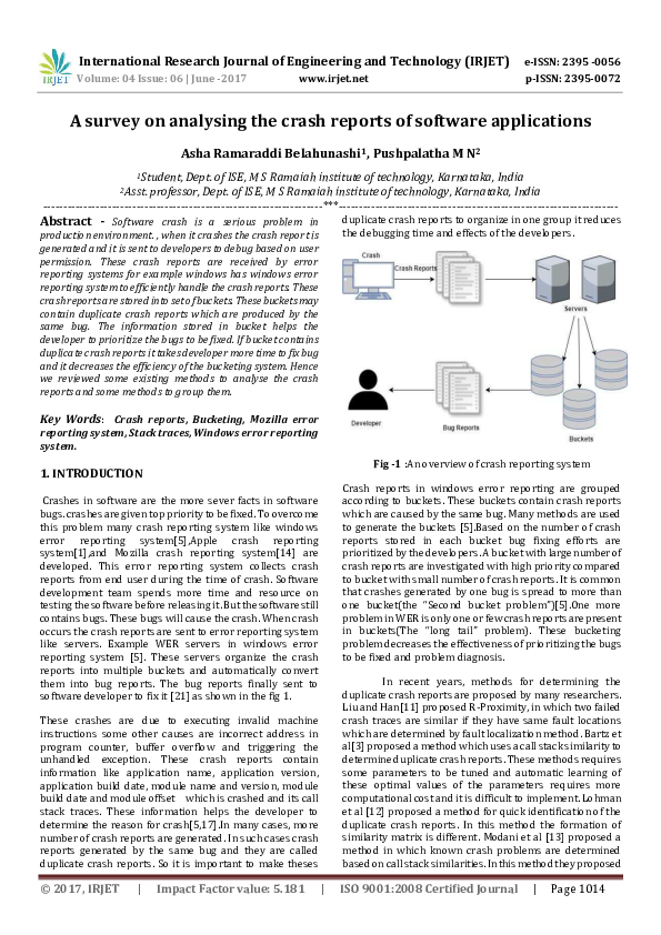 (PDF) A survey on analysing the crash reports of software applications