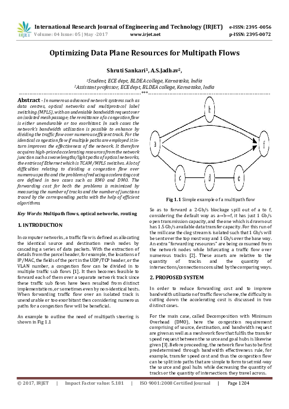 (PDF) Optimizing Data Plane Resources for Multipath Flows