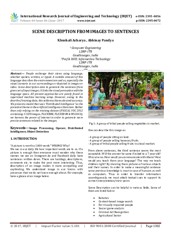 (PDF) SCENE DESCRIPTION FROM IMAGES TO SENTENCES