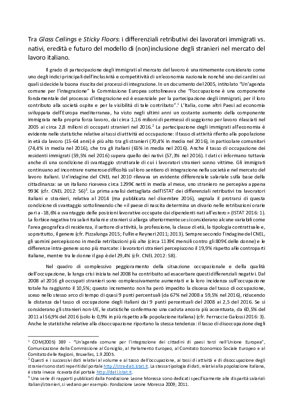 (PDF) Tra Glass Ceilings e Sticky Floors i differenziali retributivi