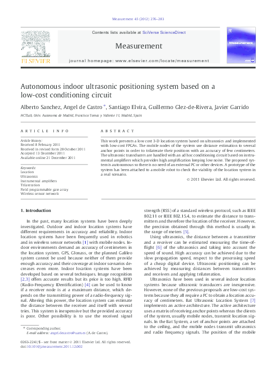 (PDF) Autonomous indoor ultrasonic positioning system based on a low ...