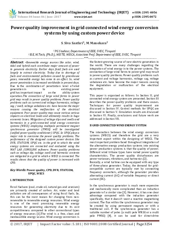 (PDF) Power quality improvement in grid connected wind energy ...