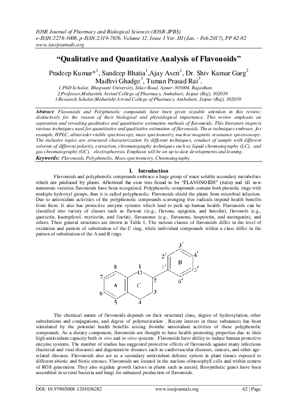 (PDF) " Qualitative and Quantitative Analysis of Flavonoids " IOSR