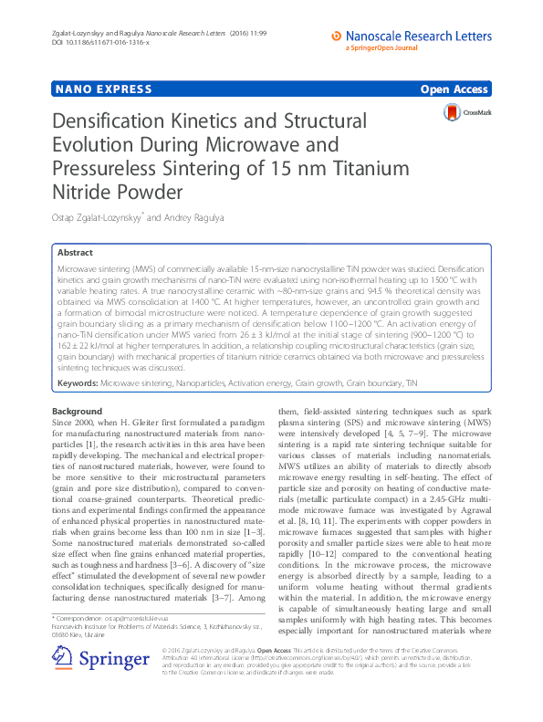 (PDF) Grain Growth During the Sintering of Nb 2 O 5 | Dragan UskokoviĆ ...