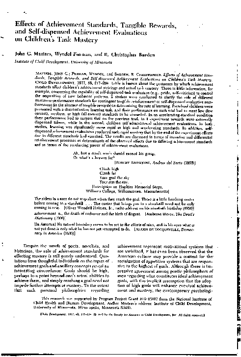 (PDF) Effects of Achievement Standards, Tangible Rewards, and Self ...