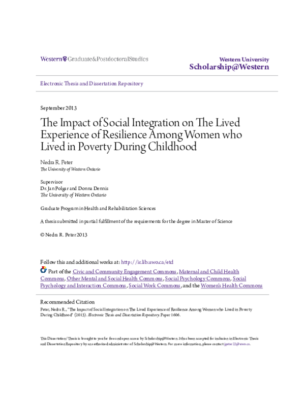 (PDF) The Impact of Social Integration on The Lived Experience of ...