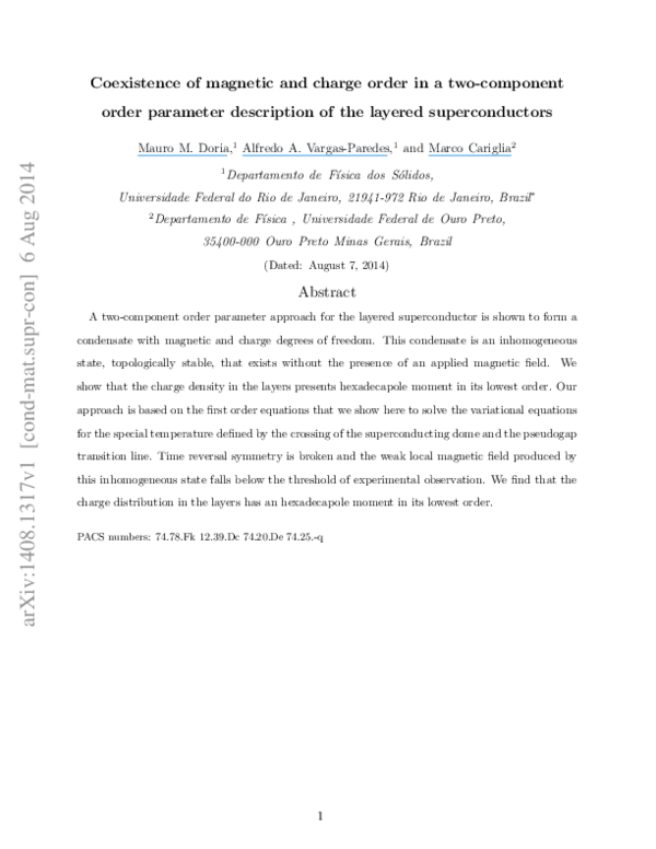 (PDF) Coexistence of magnetic and charge order in a two-component order ...