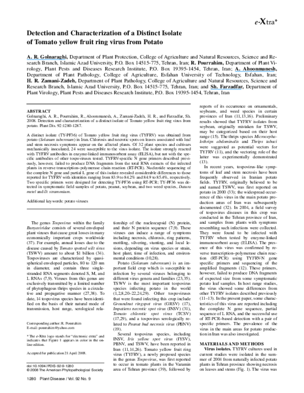 (PDF) Detection and Characterization of a Distinct Isolate of Tomato