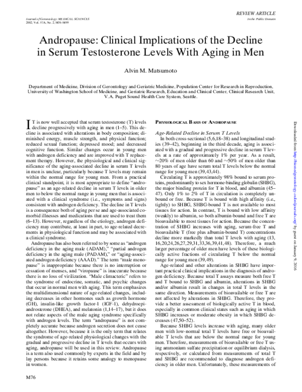 (PDF) Andropause: Clinical Implications of the Decline in Serum ...