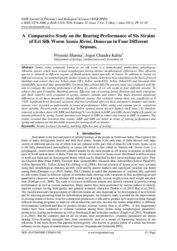 (PDF) A Comparative Study on the Rearing Performance of Six Strains of ...