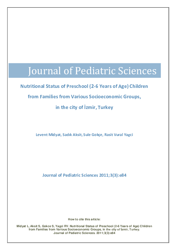 (PDF) Nutritional Status of Preschool (2-6 Years of Age) Children
