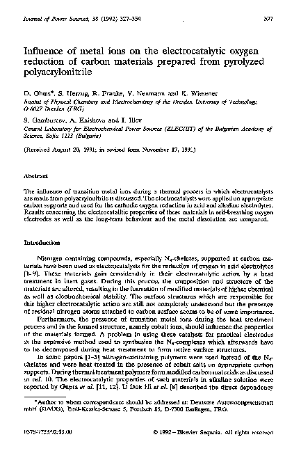 (PDF) Influence of metal ions on the electrocatalytic oxygen reduction ...