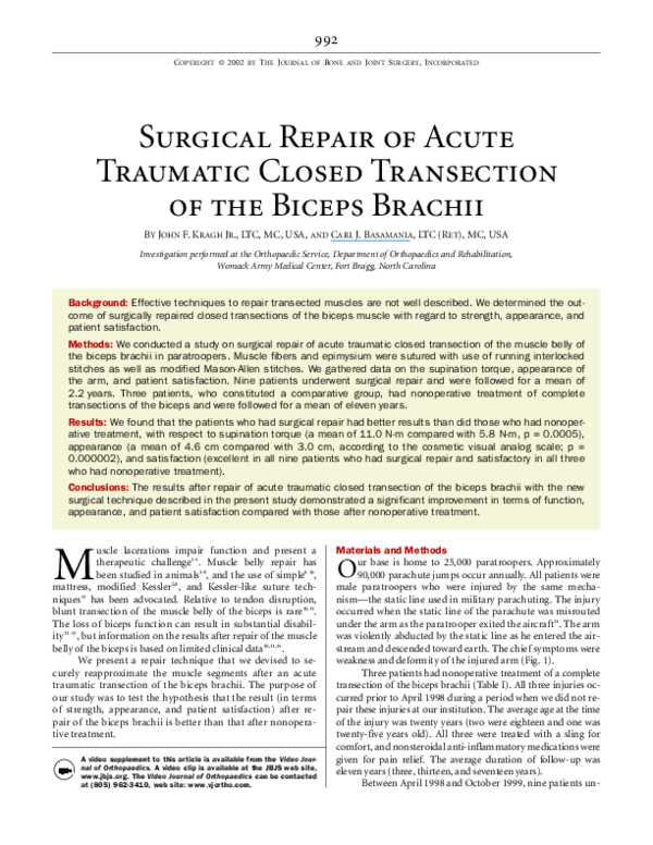 (PDF) Surgical repair of acute traumatic closed transection of the ...
