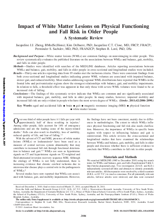 (PDF) Impact of white matter lesions on physical functioning and fall ...