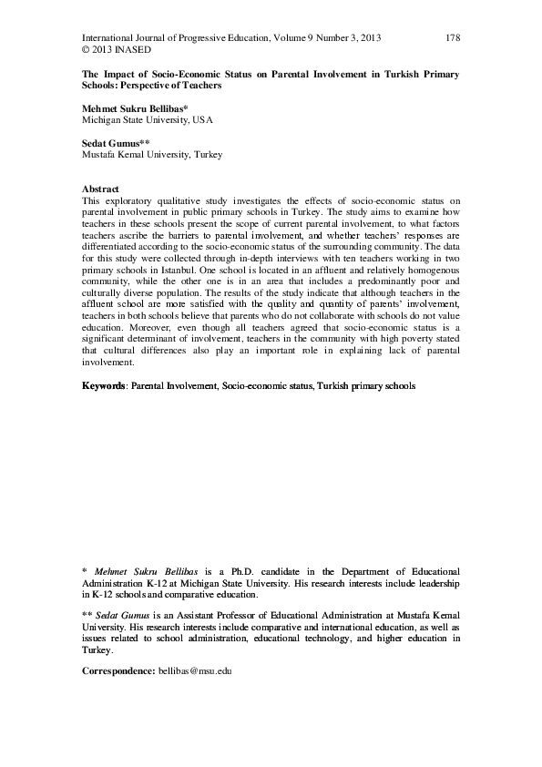 (PDF) The Impact of Socio-Economic Status on Parental Involvement in ...