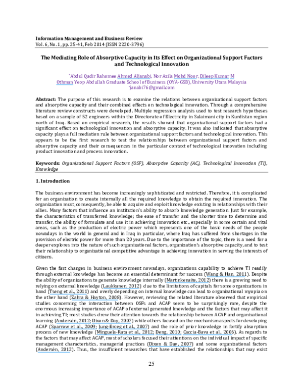 (PDF) The Mediating Role of Absorptive Capacity in Its Effect on ...