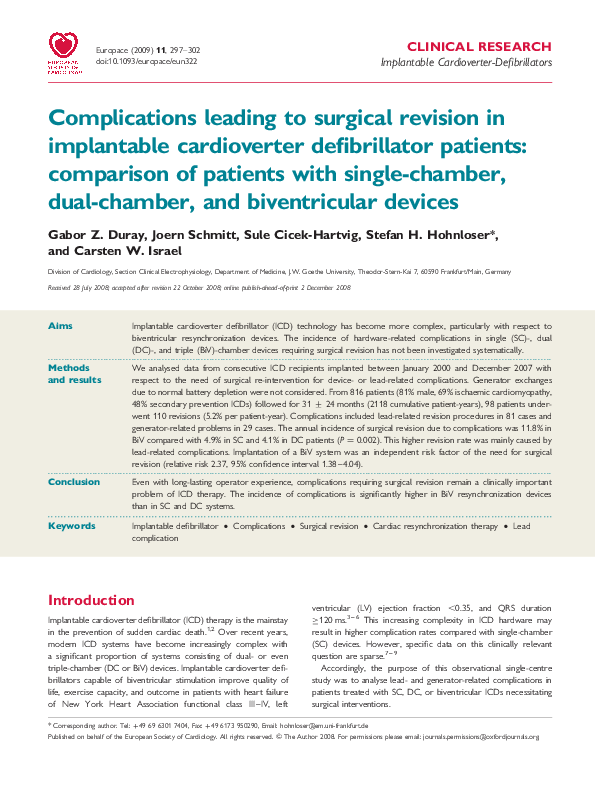 (PDF) Complications leading to surgical revision in implantable