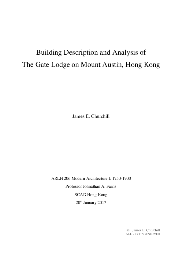 (PDF) Building Description and Analysis of The Gate Lodge on Mount