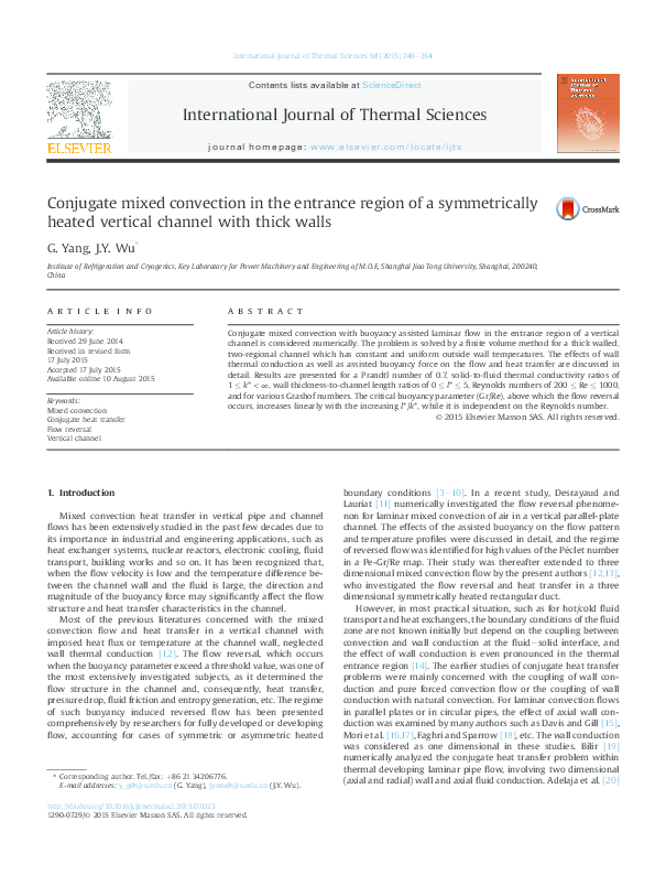 (PDF) Conjugate mixed convection in the entrance region of a ...