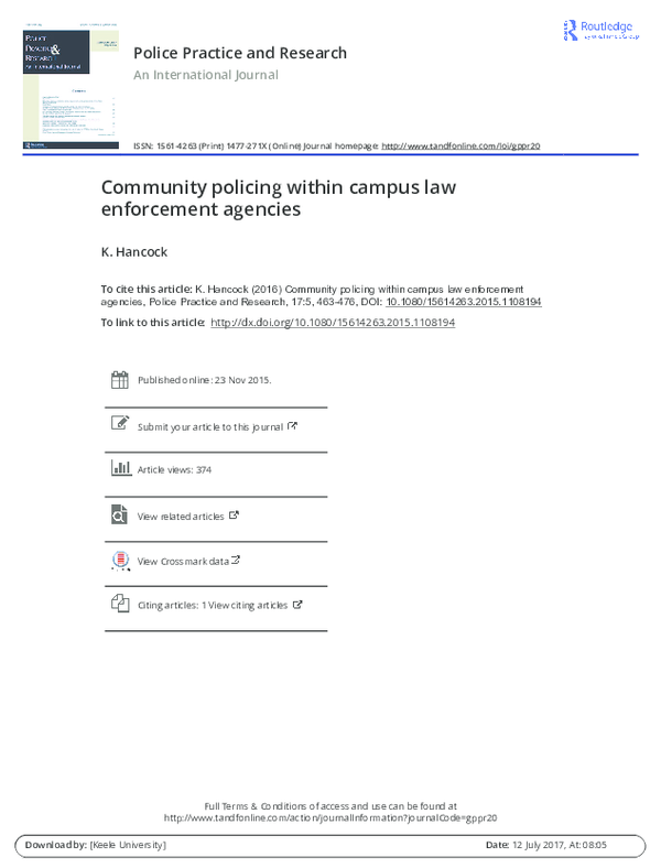 (PDF) Police Practice and Research Community policing within campus law ...