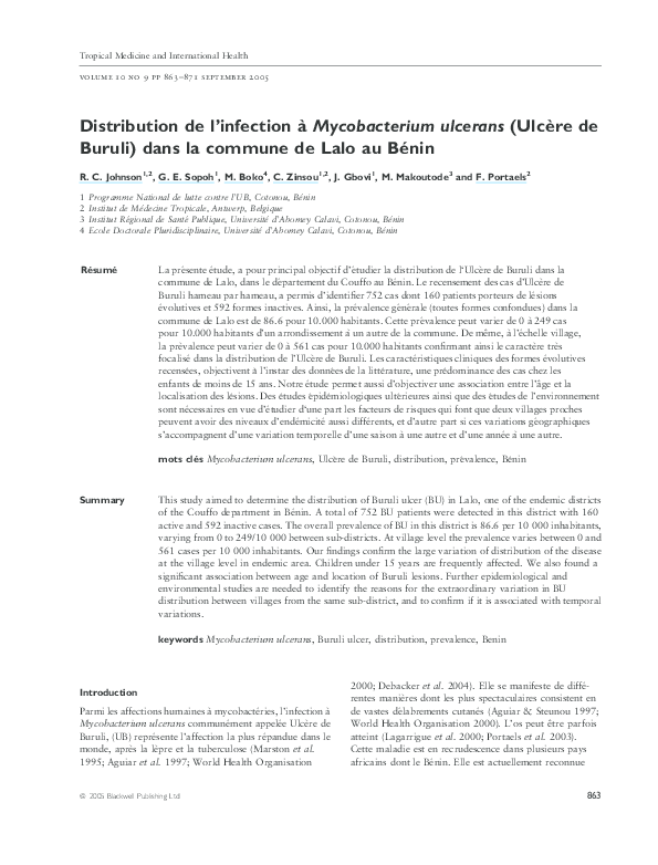 (PDF) [Distribution of Mycobacterium ulcerans (Buruli ulcer) in the ...