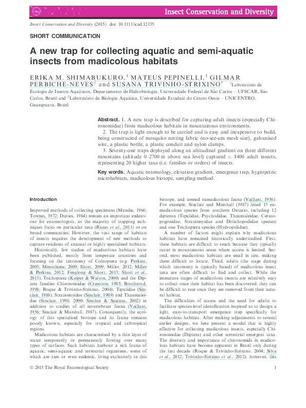 (PDF) A new trap for collecting aquatic and semi-aquatic insects from ...