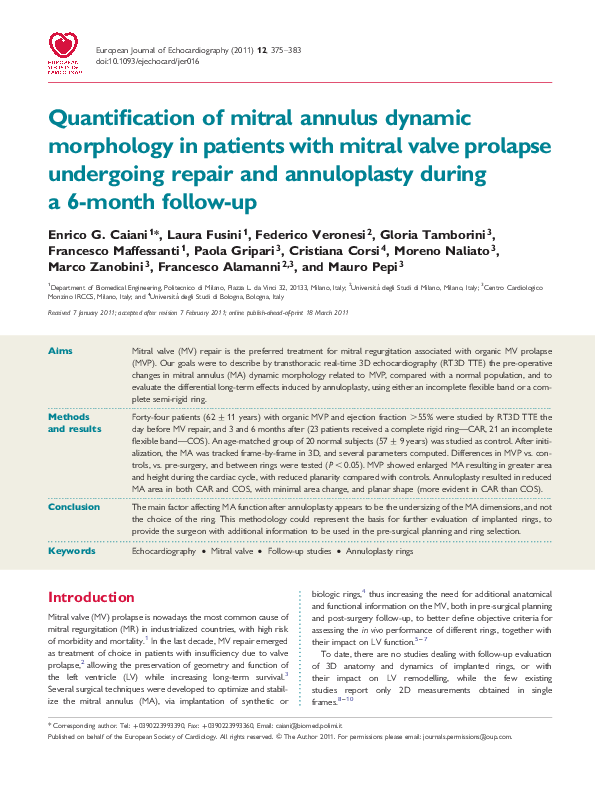 (PDF) Three-dimensional dynamic morphology of the mitral valve in ...