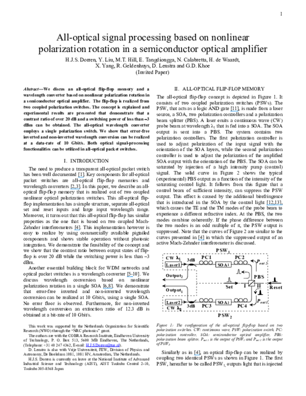 (PDF) Alloptical signal processing based on polarization