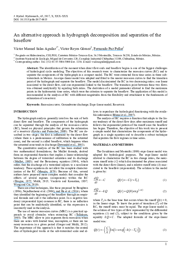 (PDF) An alternative approach in hydrograph decomposition and ...