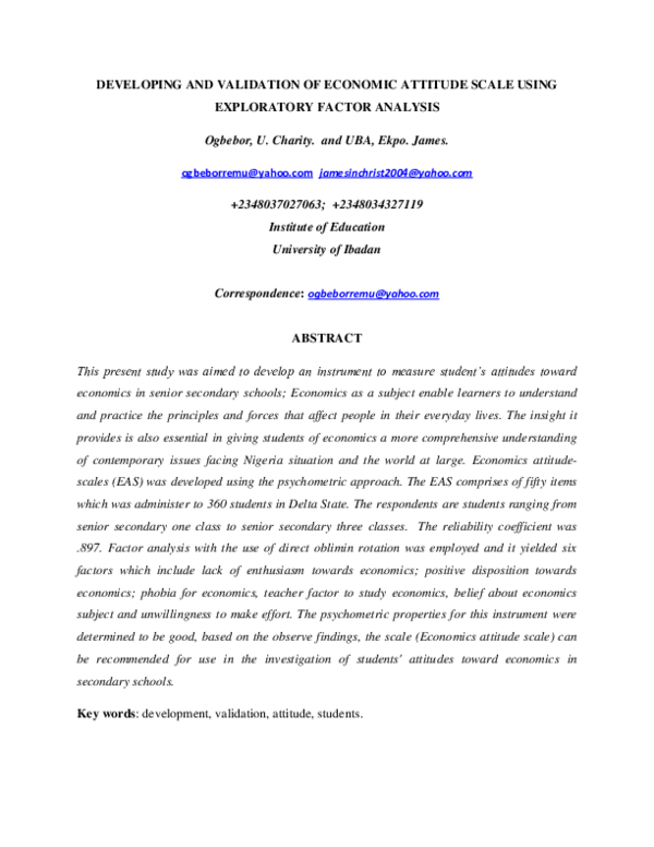 (PDF) DEVELOPING AND VALIDATION OF ECONOMIC ATTITUDE SCALE USING ...