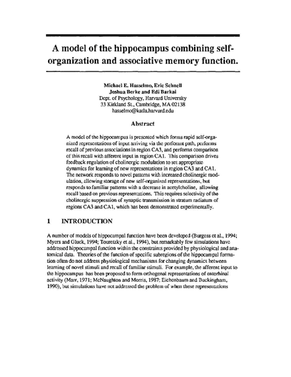 Self-Organization and Associative Memory