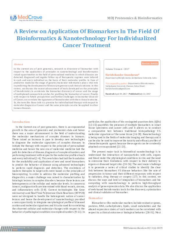 (PDF) A Review on Application Of Biomarkers In The Field Of ...