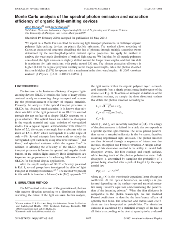 (PDF) Monte Carlo analysis of the spectral photon emission and ...