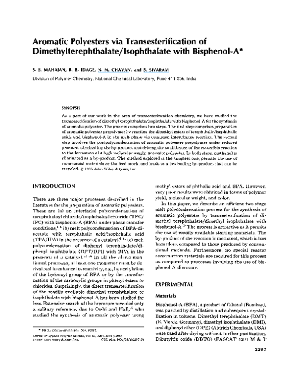 (PDF) Aromatic polyesters via transesterification of ...