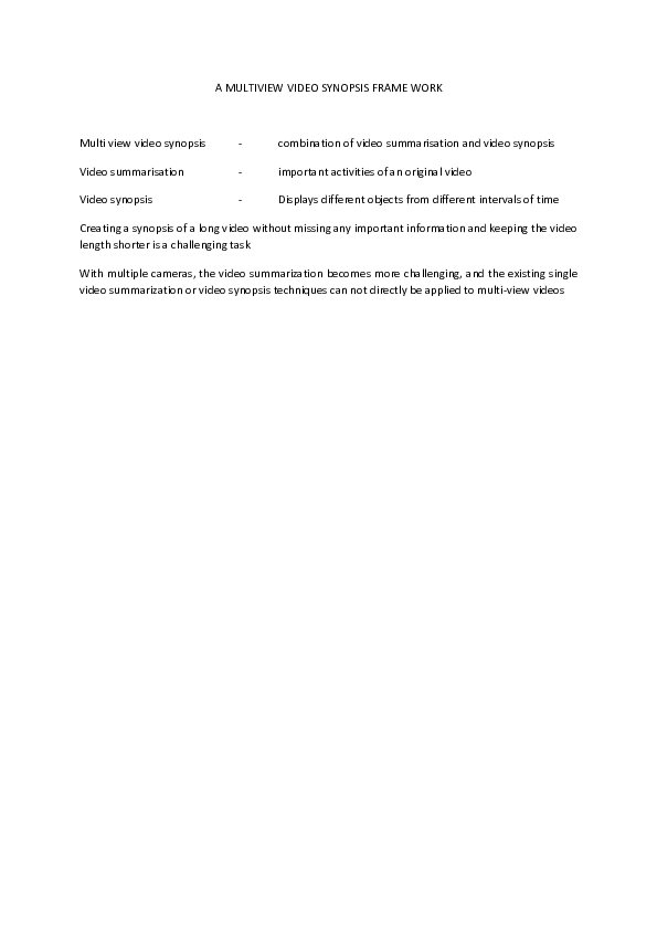 (DOC) A MULTIVIEW VIDEO SYNOPSIS FRAME WORK