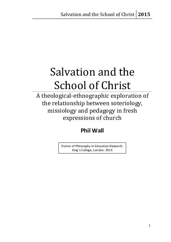 (PDF) Salvation and the School of Christ 2015 Salvation and the School