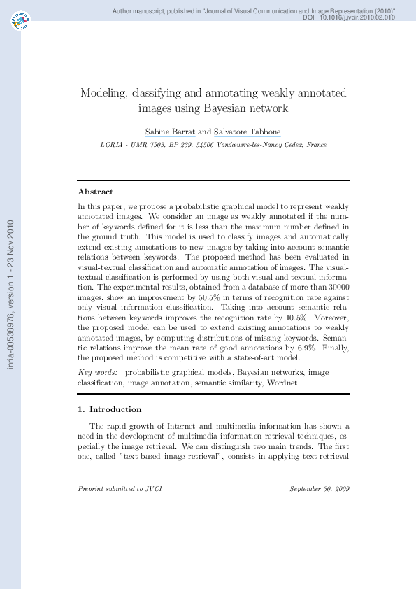 (PDF) Modeling, classifying and annotating weakly annotated images ...