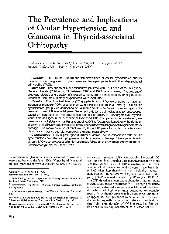(PDF) The Prevalence and Implications of Ocular Hypertension and