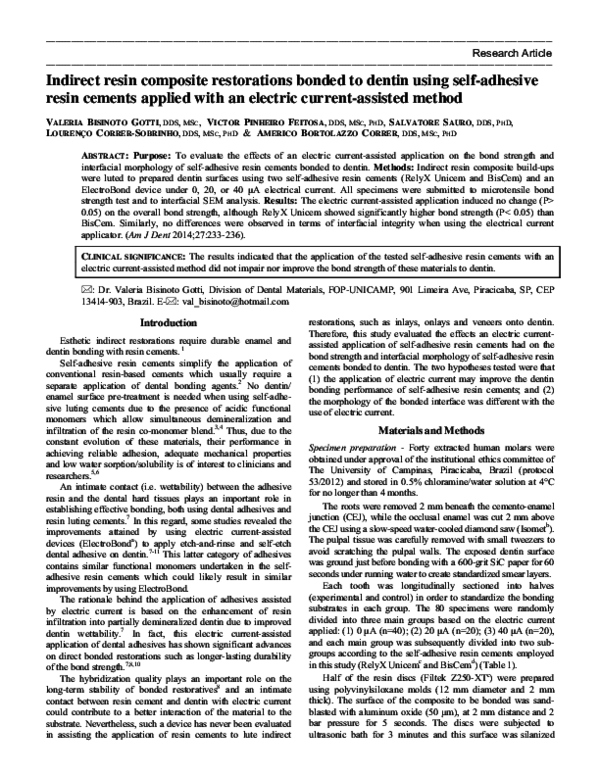 (PDF) Indirect resin composite restorations bonded to dentin using self ...