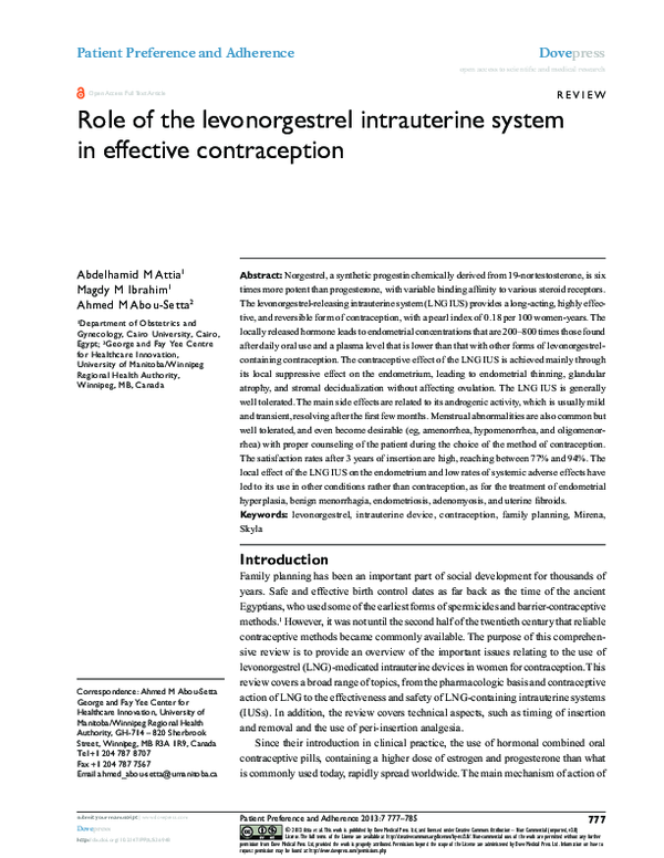 (PDF) Role of the levonorgestrel intrauterine system in effective ...