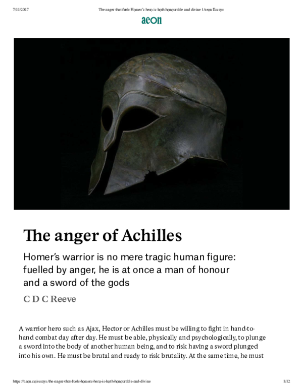 Achilles' anger quotes picture
