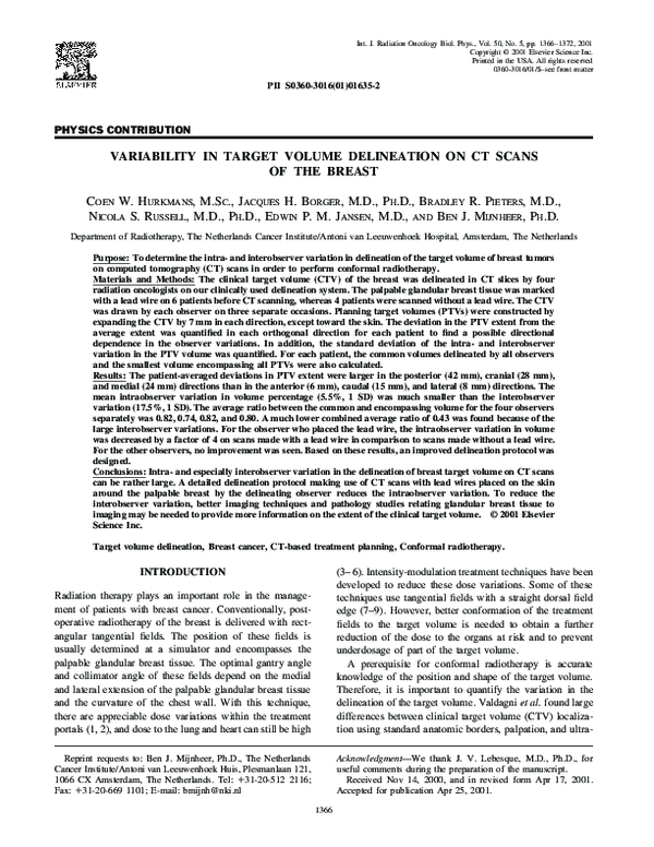 (PDF) Variability in target volume delineation on CT scans of the breast