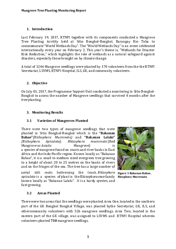 Narrative Report On Tree Planting