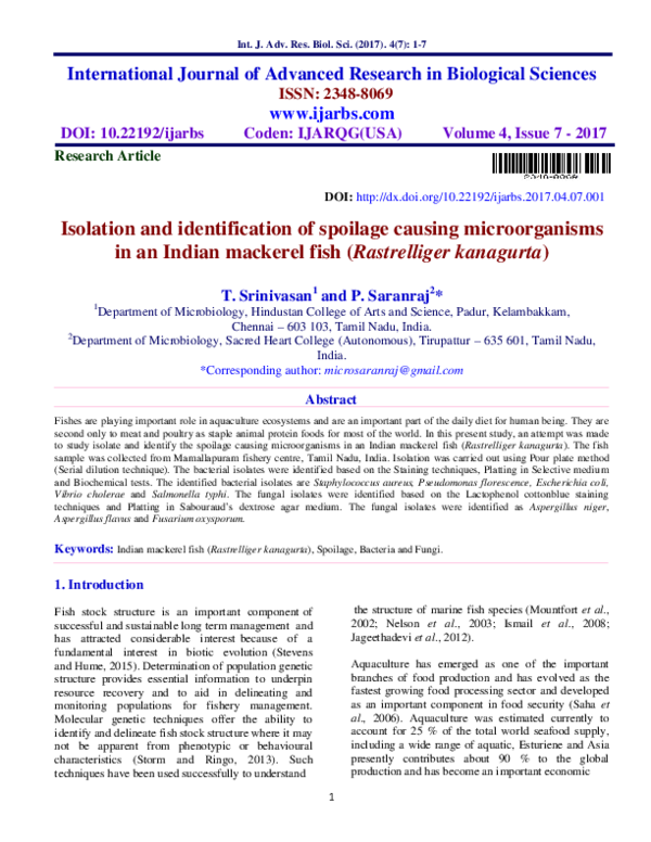 (PDF) Isolation and identification of spoilage causing microorganisms ...